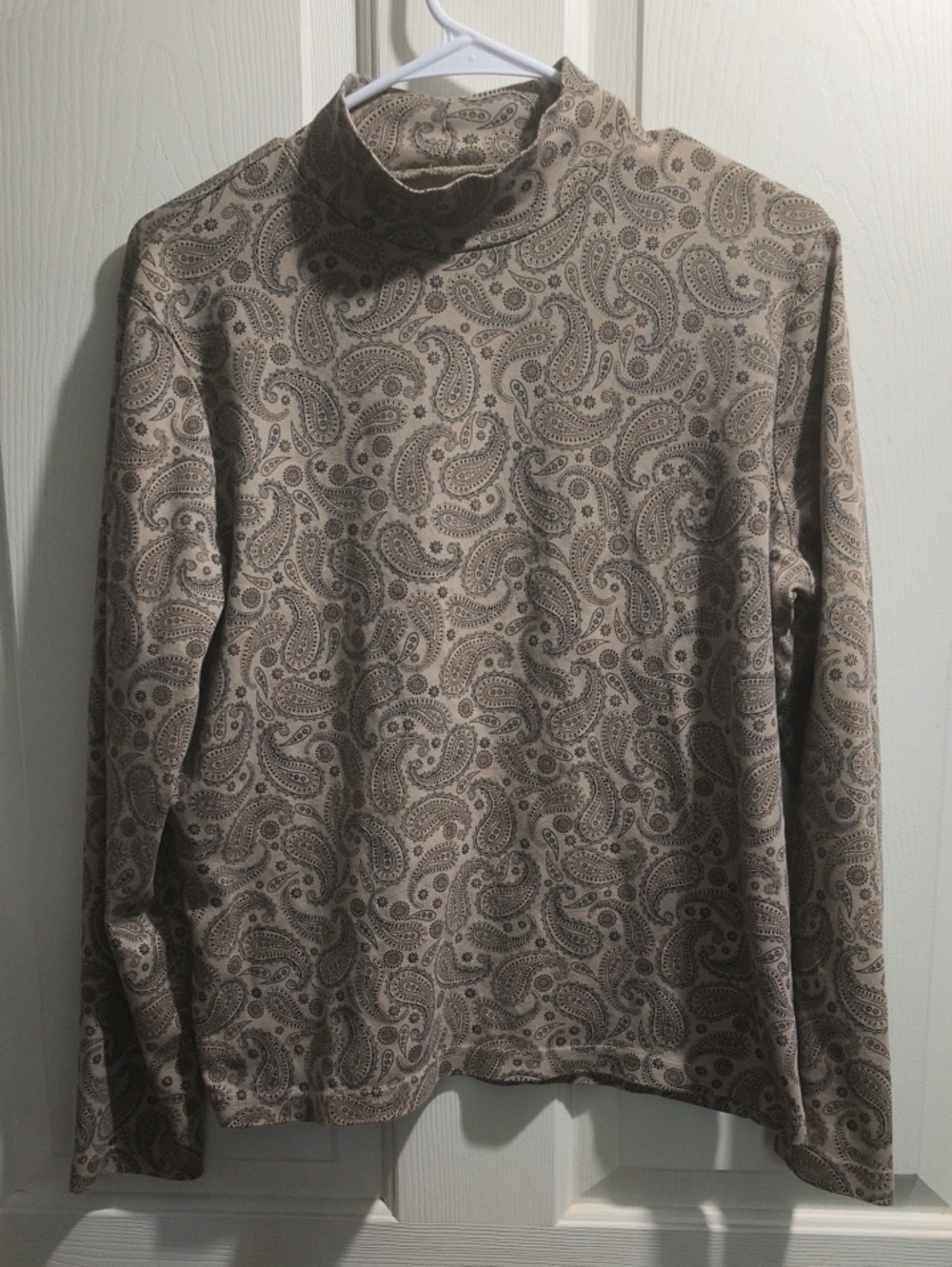 Kim Rogers Taupe Paisley Turtleneck Top